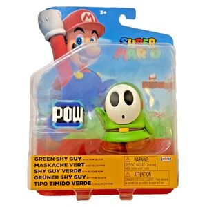 GREEN SHY GUY Super Mario Jakks Pacific 4" Figure with POW‎ Block